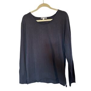 100% Organic Cotton Black Long Sleeve Top Size Large Eco Friendly Minimalist